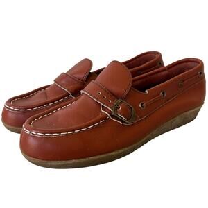 Vintage Mason loafer leather buckle gum sole slip on 70s 80s hipster hippie 7